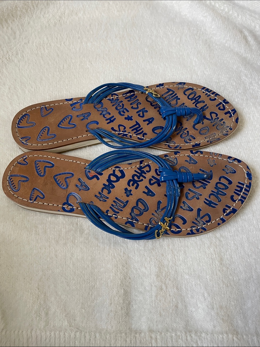Coach Molly Blue Strappy Flip Flop Sandals - Picture 2 of 5